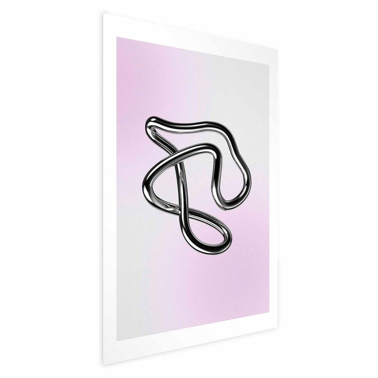 Póster - Silver Intricacies: figura metálica fluida sobre un fondo degradado