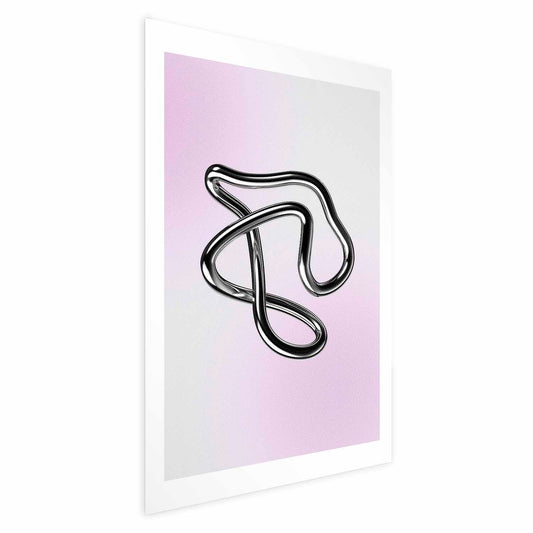 Poster - Silver Intricacies - fluid metallic figure on a gradient background