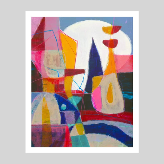 Art Print. Dawn of shapes. Abstract Art with bright palette