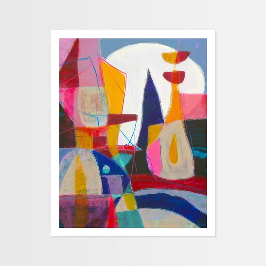 Art Print. Dawn of shapes. Abstract Art with bright palette