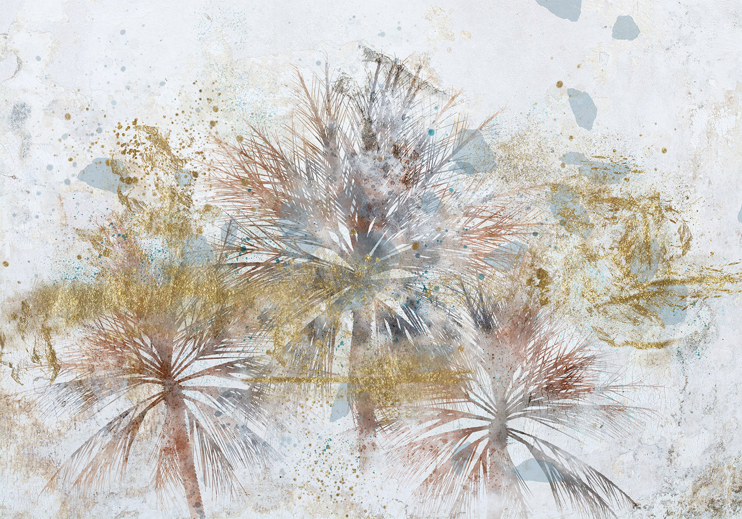 Wall Mural - Grey palms - plant motif in an abstract composition with patterns