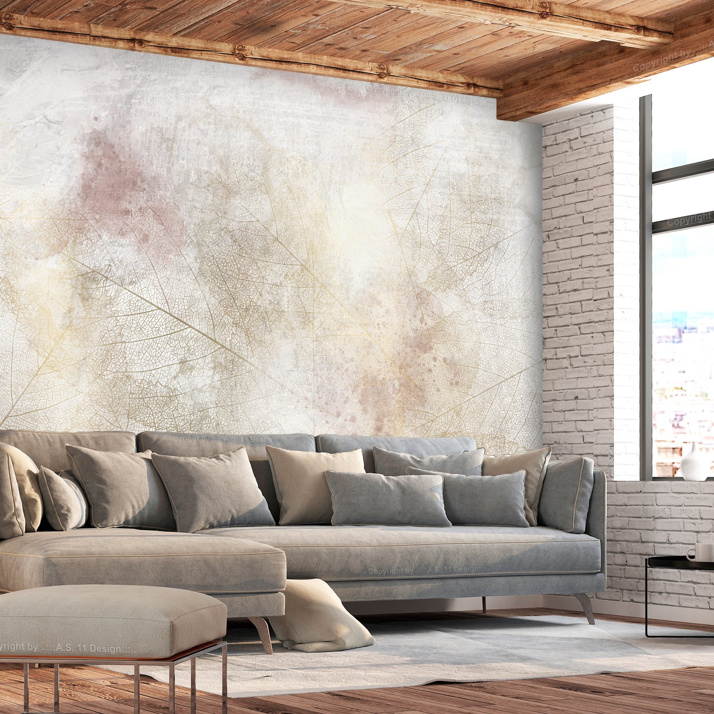 Wall Mural - Summer memory - abstract background with shadow of dried leaves