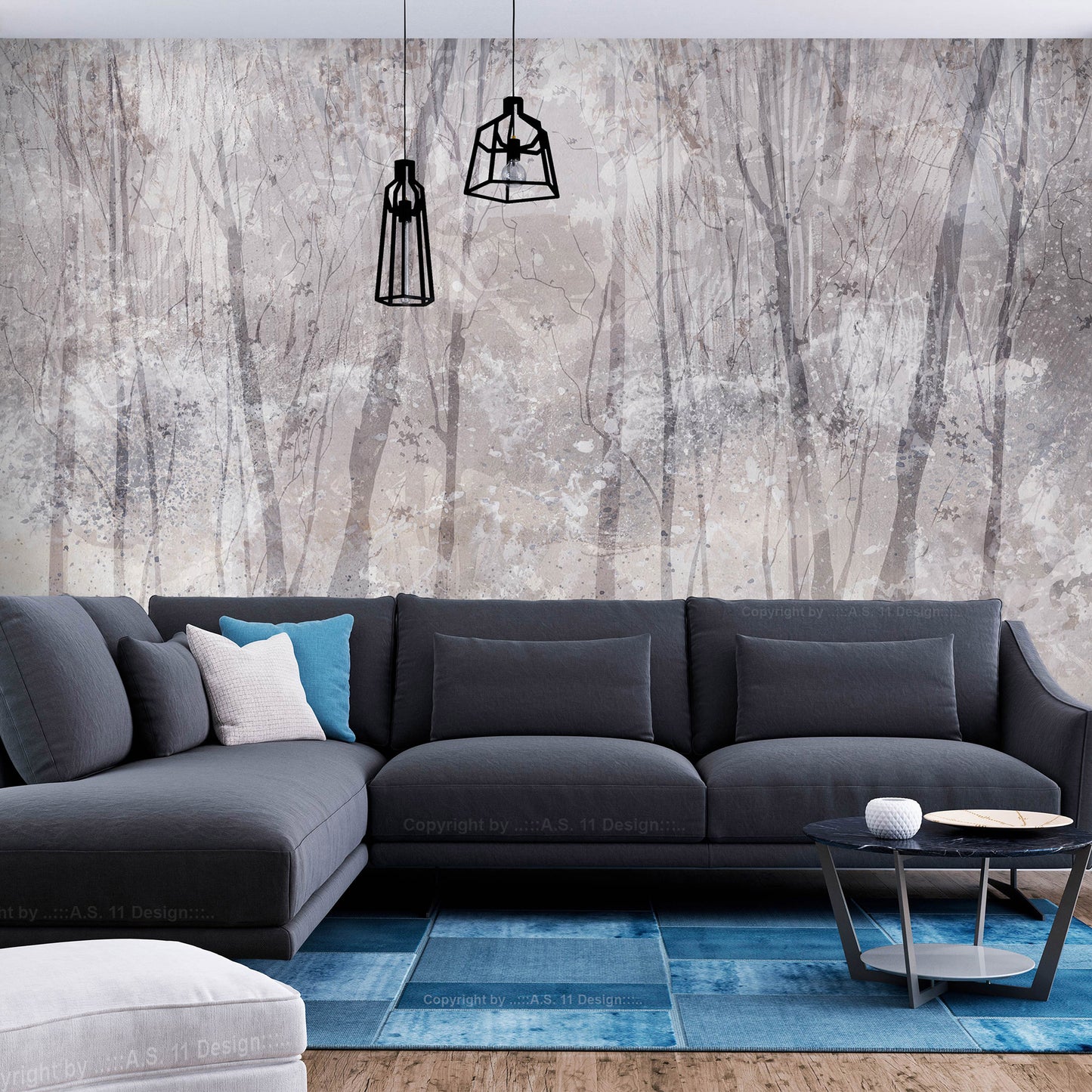 Wall Mural - Eternal forest - landscape with winter landscape in cool colours