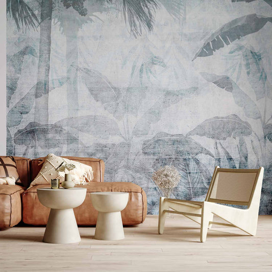 Wall Mural - Vanishing jungle - landscape of exotic nature in blue tones