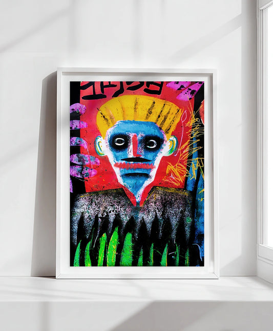 Art Print. Blue Face Graffiti