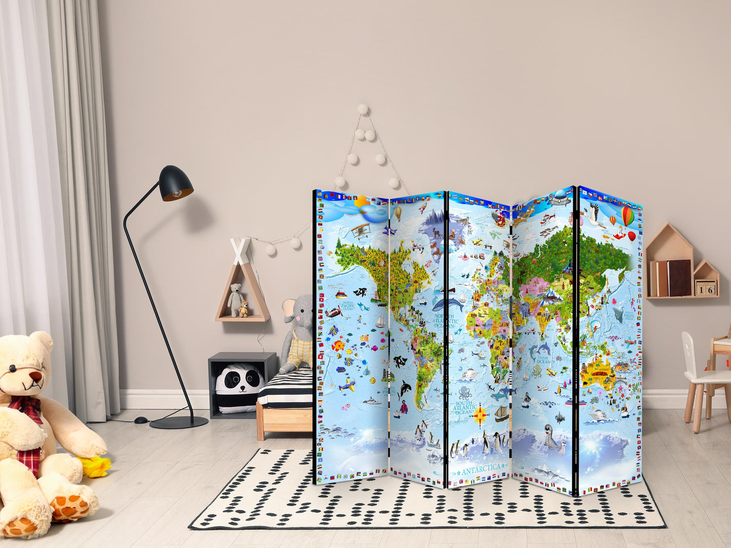 Room Divider - World Map for Kids II