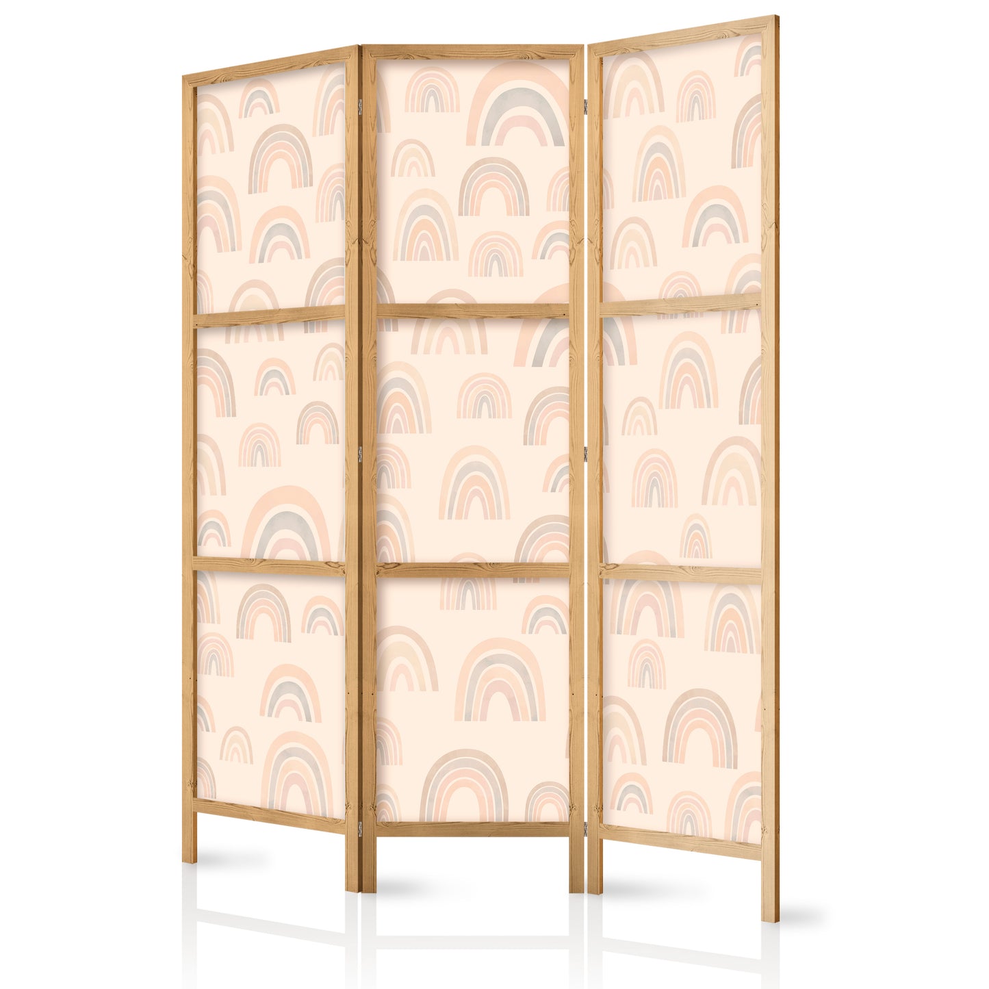 Japanese Room Divider - August Sky - Rainbows of Various Sizes in Muted Colors.