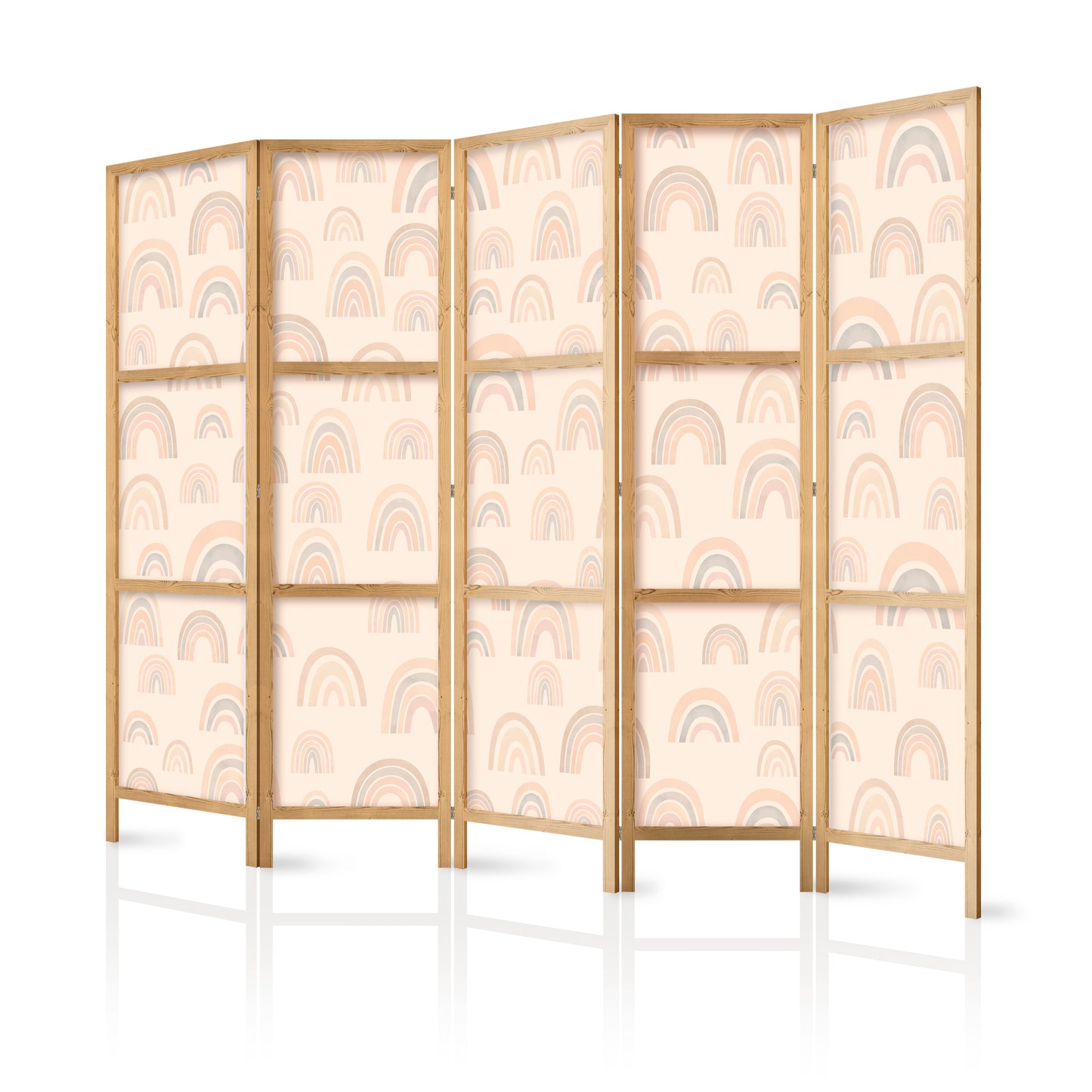 Japanese Room Divider - August Sky - Rainbows of Various Sizes in Muted Colors.