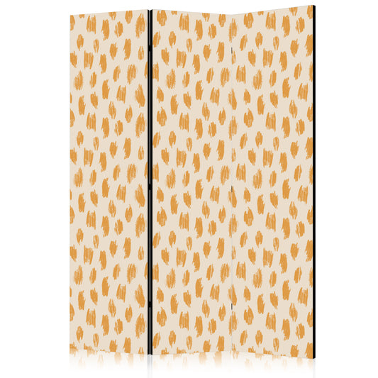 Room Divider - Drawn Pattern in Spots and Dots in Shades of Orange and Ecru