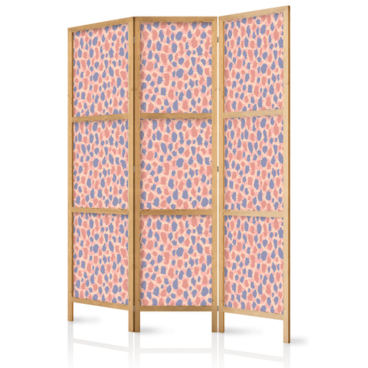 Japanese Room Divider - Giraffe Pattern - Colorful Animal Pattern in Blue-Pink Spots.