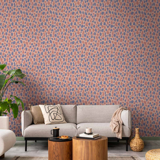 Wallpaper - Giraffe Pattern - colorful animal pattern in blue-pink spots.